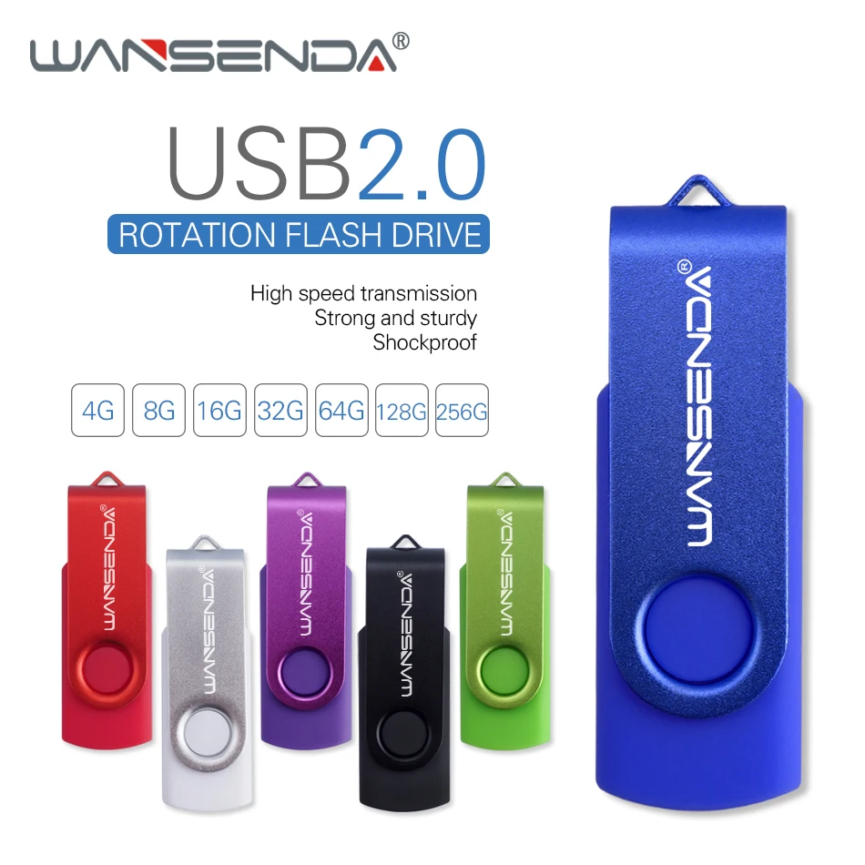 Wansenda поворотный дизайн USB флэш накопитель 4 ГБ 8 16 32 64 Гб 128 256 мини pendrive 2 0