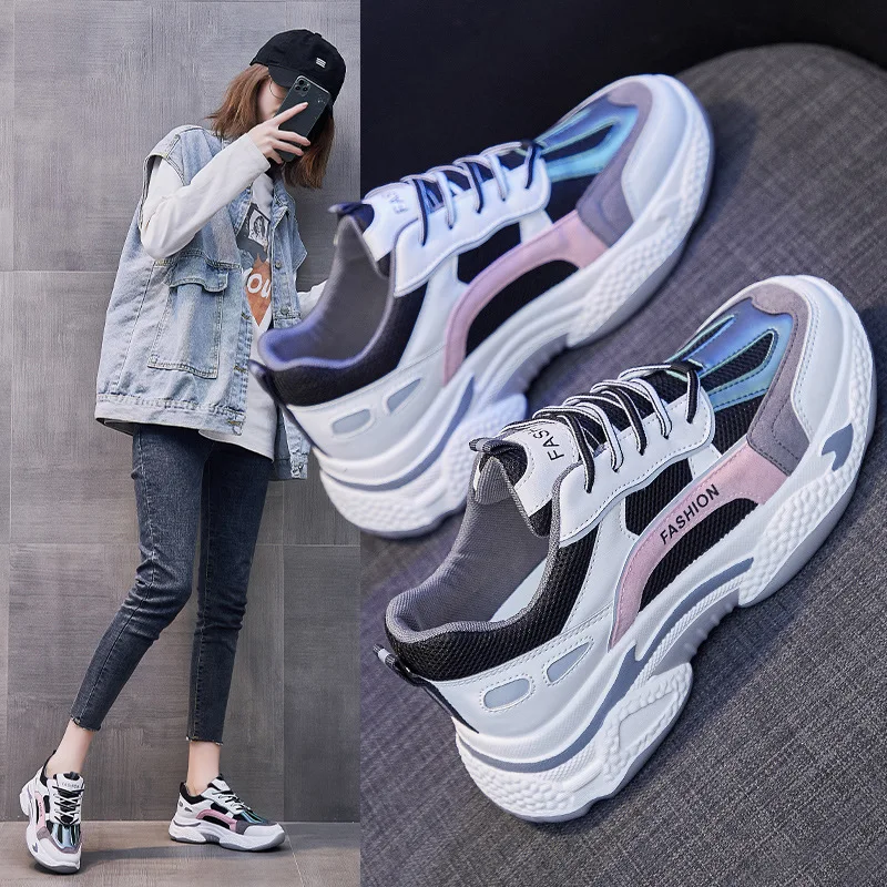 

Old Daddy Shoes Women's Shoes Spring 2021 New Korean Style Breathable Thick-soled Sneakers Women's Shoes