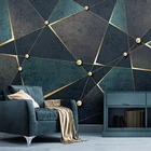 Пользовательские 3D фотообои креативные золотые абстрактные Геометрические линии росписи современный кабинет Гостиная ТВ фон домашний декор