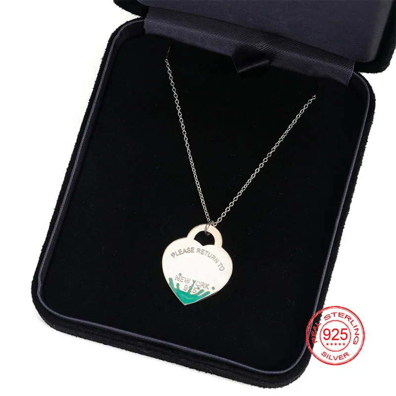 

Necklace Color Big Heart Necklace Blue Color Enamel Coating Japanese And Korean Jewelry Fashion Jewelry Holiday Gift