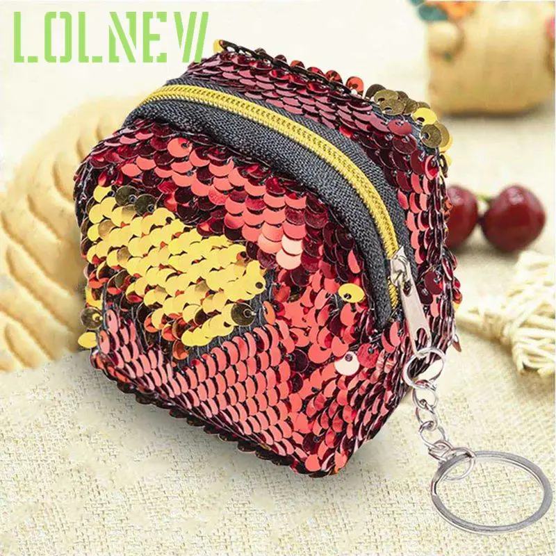 

1 PC Mini Sequined Square Coin Purse Women Girl Lovely PU Leather Coin Packet Coin Purse Money Key Bag Dropship New Arrival