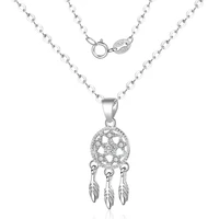 s925 silver color dream catcher necklace pendant feather tassel necklace beautiful woman gift beautiful ladies jewelry