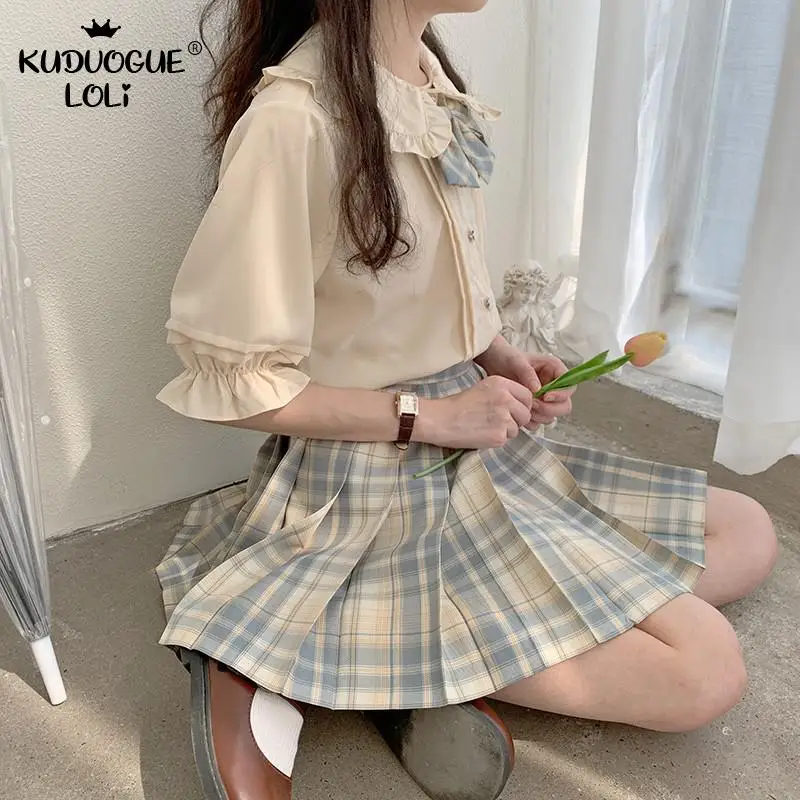 Женская шифоновая рубашка с длинным рукавом оборками и большим лацканом|Рубашки|