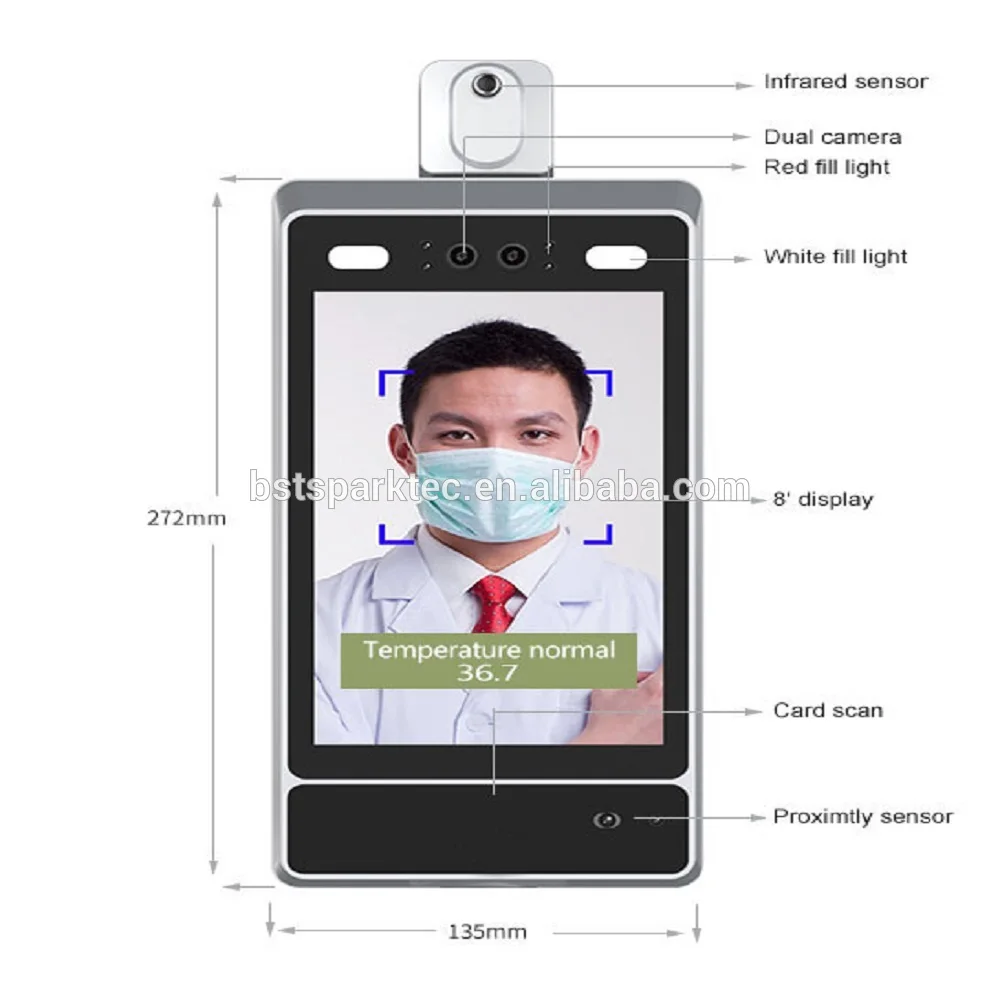 

BST-CJKY800 face recognition non contact infrared temperature check door enter sign in management terminal