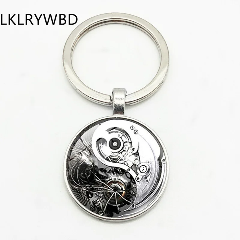 Стимпанк Инь Ян Тай Чи брелок механический шестеренка подвеска Выпуклое стекло