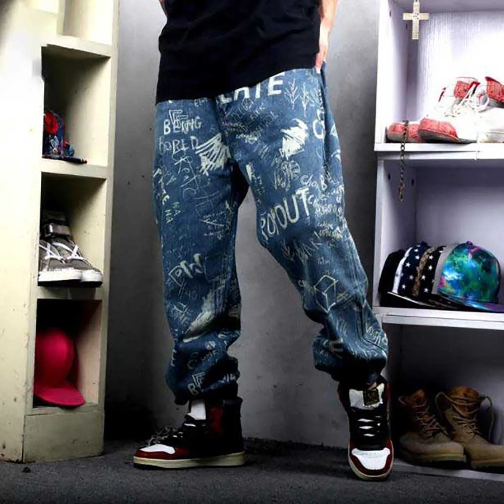 Plus Size Baggy Jeans Men Casual Loose Hiphop Harem Denim Trousers Streetwear Straight Skateboard Clothes