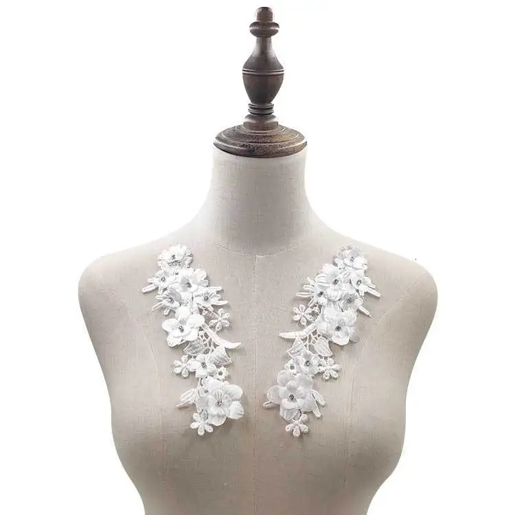 Роскошные белые стразы 3d Цветочная вышивка отделка патчи свадебное платье