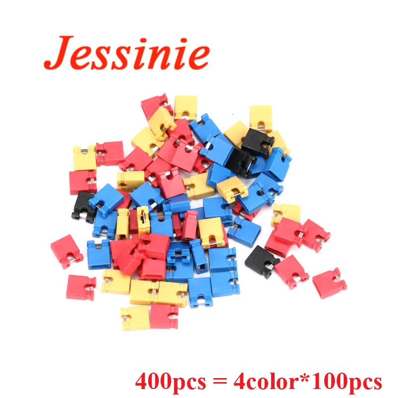 400pcs/lot Pitch 2.54mm Pin Header Jumper Shorted Cap &amp Headers Wire Housings Connector Black Yellow Red Blue For Arduino - купить по