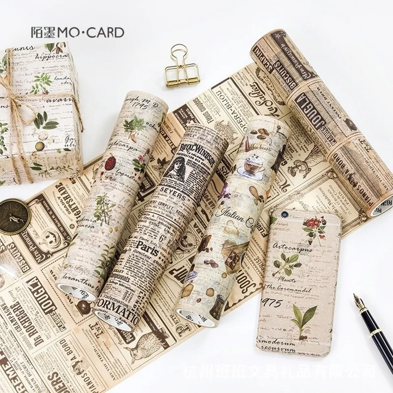 

20cm decorative tape retro poster | plant illustration and paper tape tearable wrapping paper masking tape Children hand account