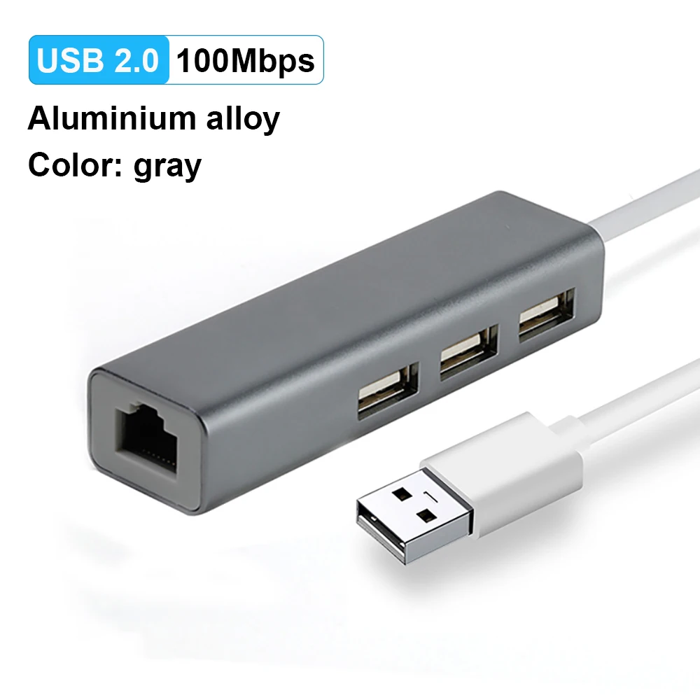 OFCCOM USB Ethernet USB 3,0 2,0 к RJ45 концентратор 10/100/1000 м Ethernet адаптер Сетевая карта USB Lan для Macbook Windows - Цвет: USB2.0 100M Gray