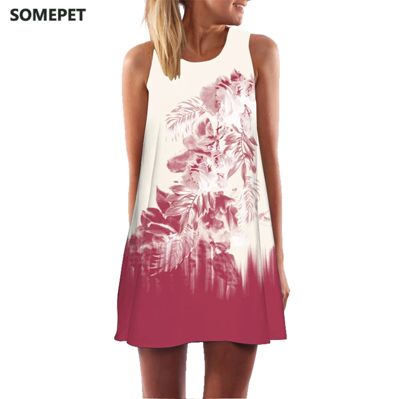 Богемное праздничное женское платье без рукавов в фольклорном стиле с цветочным