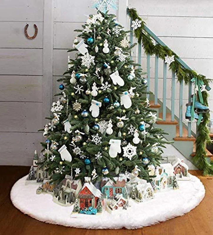 

122cm/90cm/78cm Christmas Tree Skirt Christmas Tree Plush Toy Skirt Decoration Merry Christmas Party Decoration