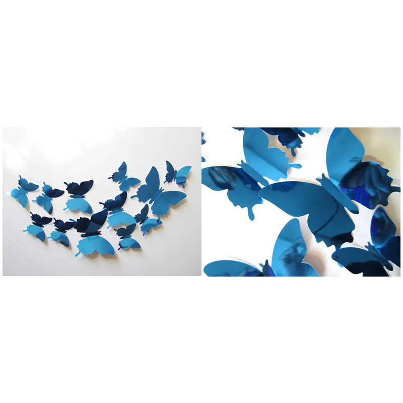 

12pcs 3D Mirror Butterfly Wall Sticker Bedroom And Living Room Wall Stickers Pvc Festive Jewelry Living Room Decoration TL0607