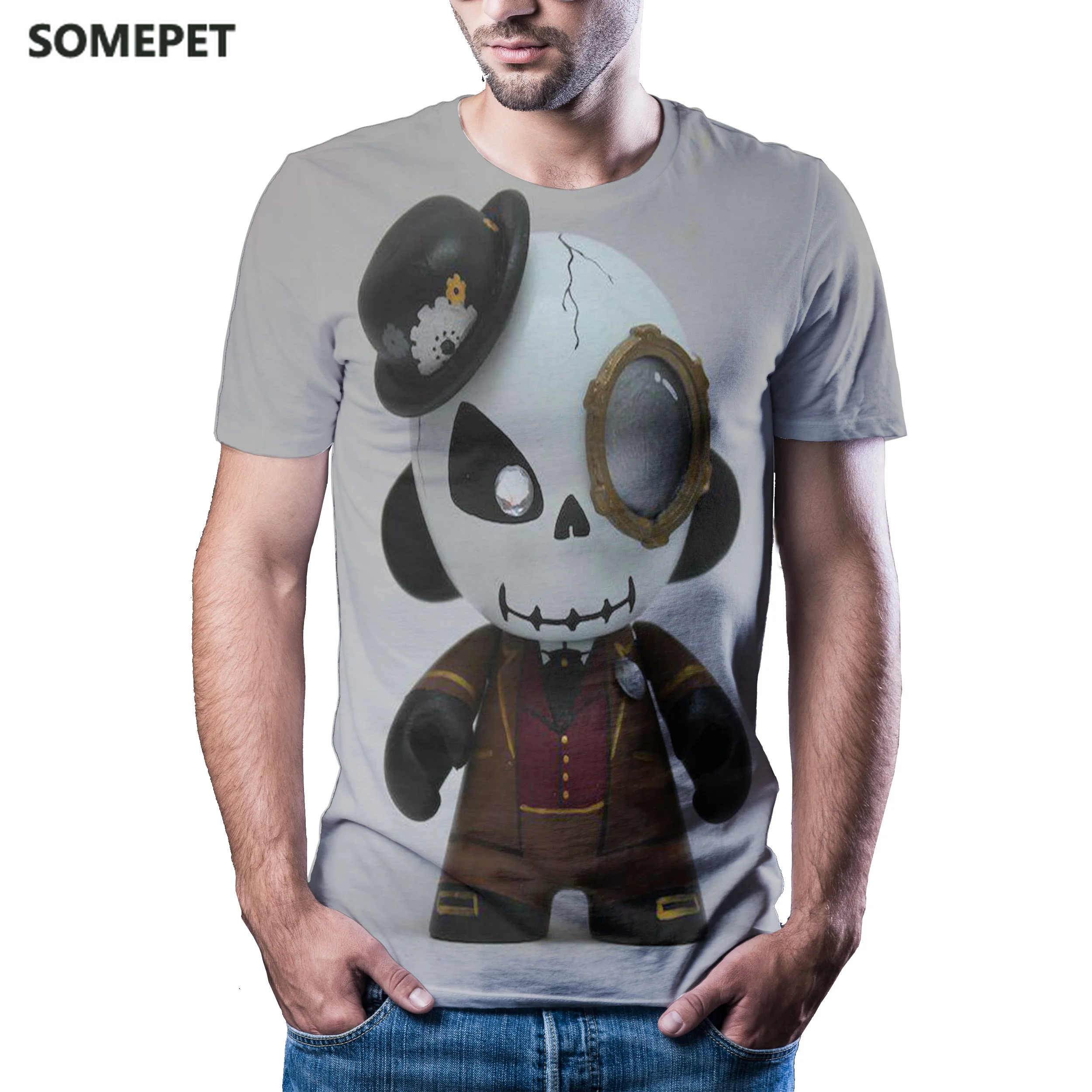 

2020 New Fashion Christmas Street Style Digital Print Animation Skull T-Shirt Leisure Sports T-Shirt