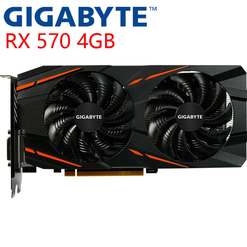 Видеокарта GIGABYTE RX 570 4 Гб 500 бит GDDR5 графические карты для AMD 470 серии VGA RX570 б/у 480 580 460