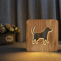 cute puppy creative usb night light solid wood table lamps for living room table bedroom lamp