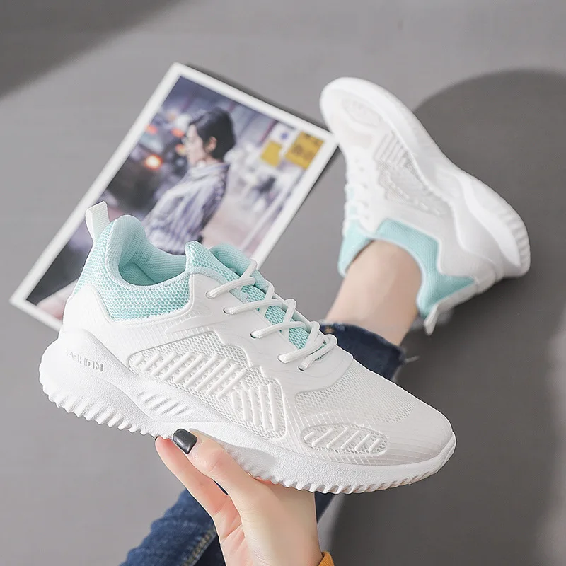 

2020 Women Casual Shoes Autumn New Breathable Mesh Women Fashion Korean Version Sports Running Shoes Woman Increase White Shoes