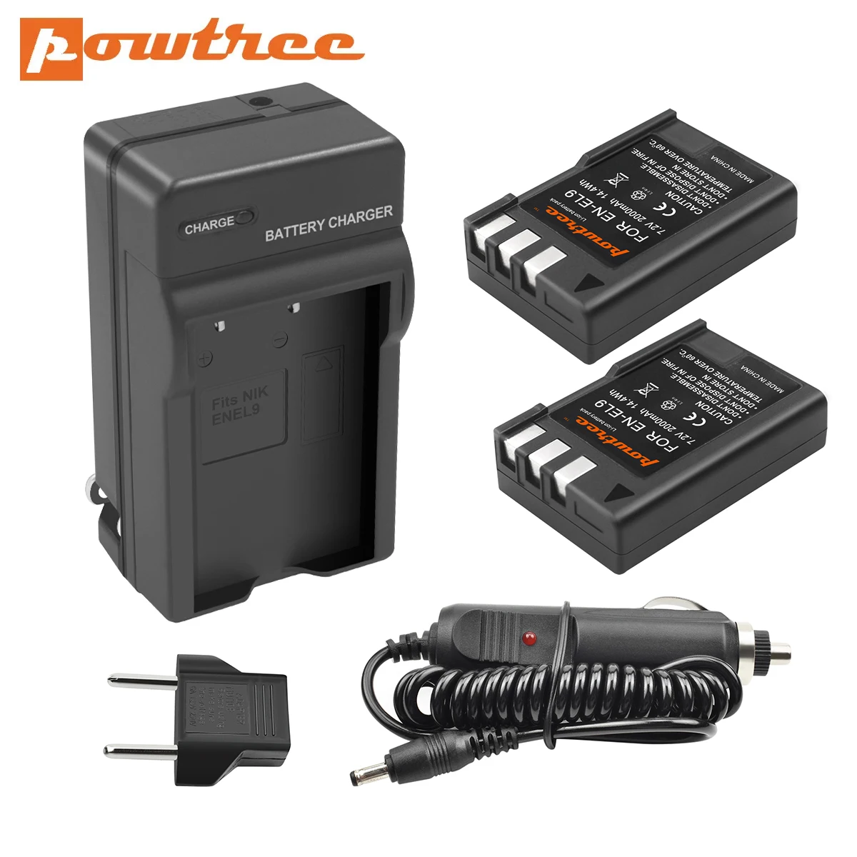 

Powtree 2000mAh EN-EL9 EN-EL9a ENEL9 ENEL9a EN EL9 Camera Battery for Nikon D40 D40X D60 D3000 D5000 + Charger