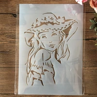 a4 29cm beautiful lady girl hat diy layering stencils painting scrapbook coloring embossing album decorative template