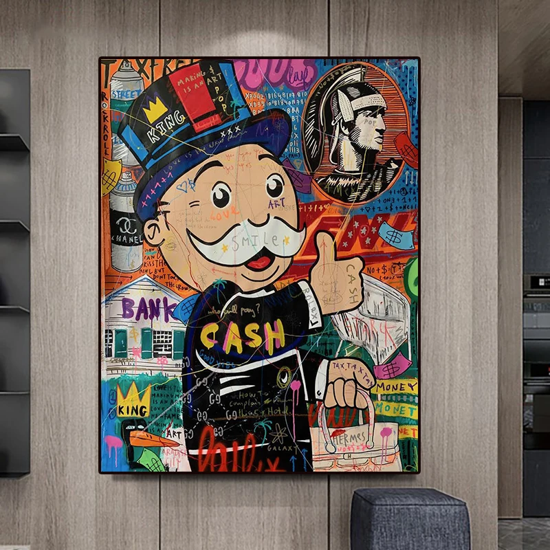 

Artwork Poster Masked Monopoly Time Is Money Wall Art Canvas Prints Modern Painting Wall Picture For Living Room Home Decoration