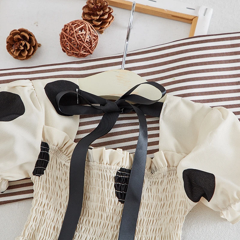 

Toddler Baby Lacing Dresses Clothes 2021 Children Princess Dress Sets Summer Fashion Kids Girls Dot Printing Princess Dress