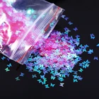 1 пакет, блестки для ногтей в виде бабочки, радужные 3D ломтики, блестящие красочные хлопья для ногтей, палитра для украшения ногтей