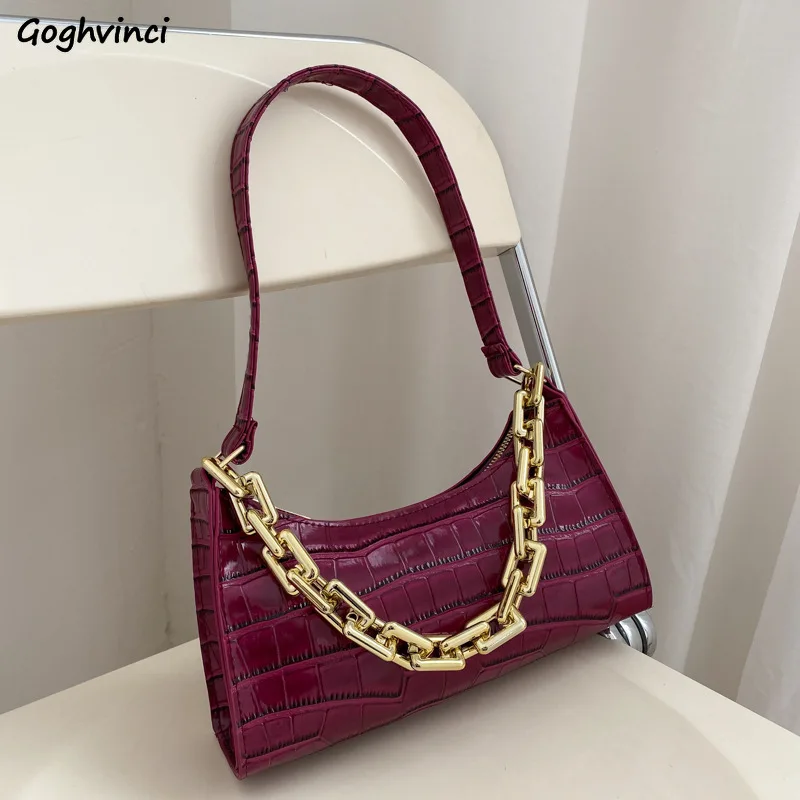 

Candy Colors Alligator PU Leather Shoulder Bags Women Elegant Underarm Zipper Chain PopularBag OL Leisure All-match Handbags