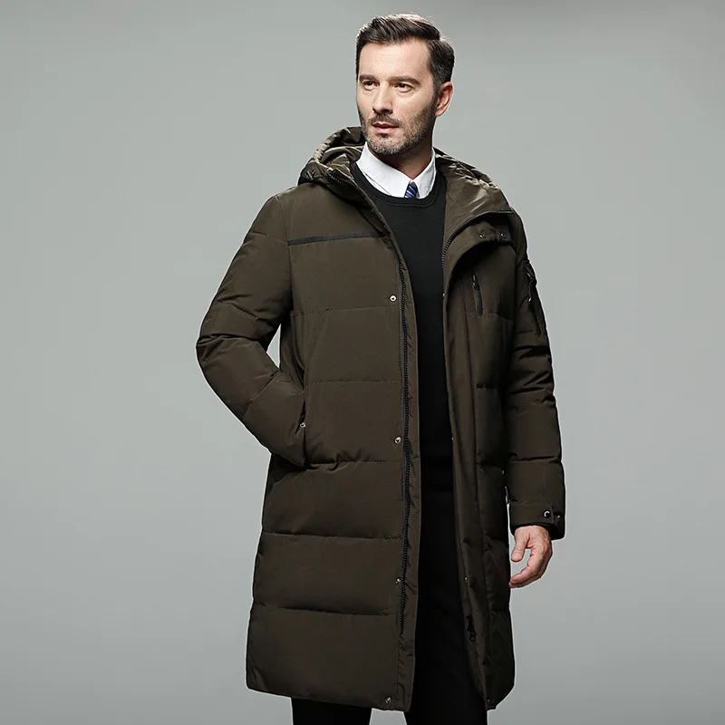 2021 Winter Men Hooded Down Jacket Mens Warm Thicken Mid-length Parkas Coat Male Puffer Jacket casaco masculino