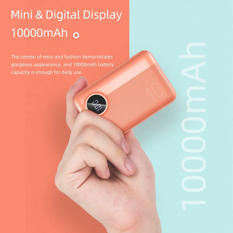 Rock Mini 10000mAh LED Display Power Bank 18W Type C PD3.0 QC3.0 Draagbare Externe Batterij voor iPhone Samsung huawei | Мобильные