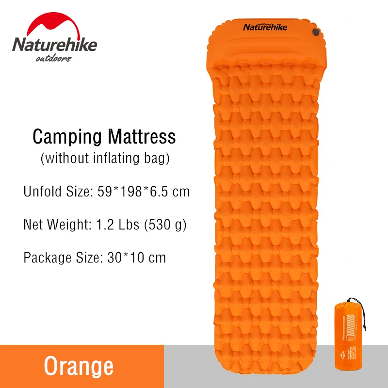 Orange - Single Naturehike легкий складной водонепроницаемый портативный одиночный надувной кемпинг надувной матрас спальный коврик альпинизмом спальный коврик - Цвет: Orange - Single