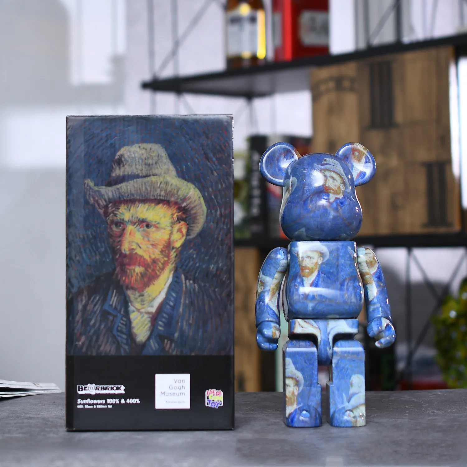 

28cm Bearbrick 400% Violent Bear Fan Van Gogh Sunflower Splashing Ink Monro Lisa Gao Self-portrait Building Block Bear Doll Gift