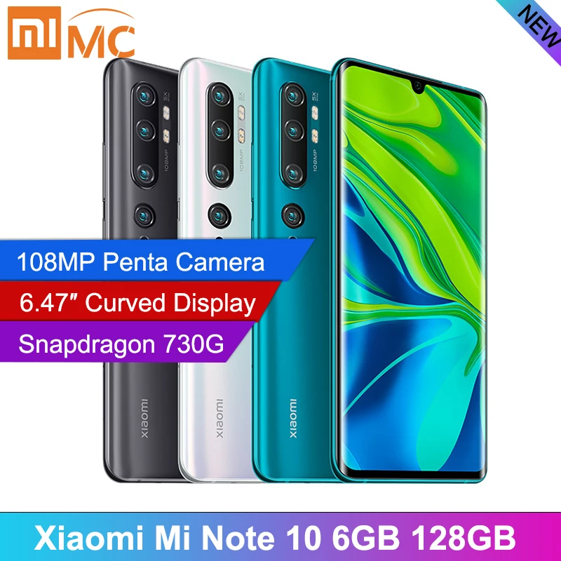 В наличии глобальная версия xiaomi mi Note 10 6 ГБ 128 47 дюйма изогнутый дисплей 108 МП