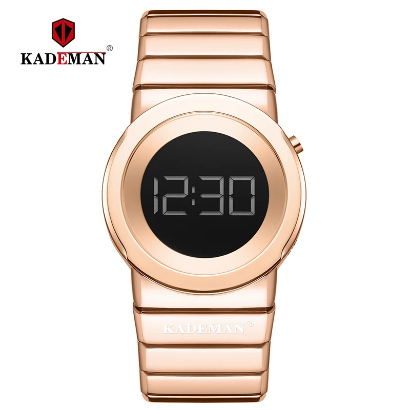 rosegold Новые роскошные женские цифровые часы, полностью стальные, 3ATM, повседневные женские наручные часы, Топ бренд, KADEMAN, модный браслет для девушек, Relogio Feminino - Цвет: rosegold