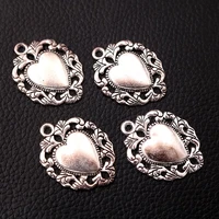 6pcslot silver plated heart charm metal pendants diy necklaces bracelets jewelry handicraft accessories 3427mm p135