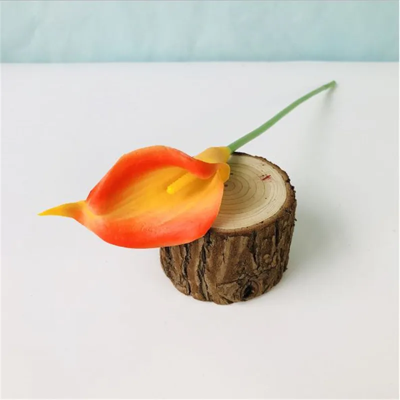 A Orange Calla 1 шт ПУ-тюльпаны Искусственные цветы Калла Настоящее прикосновение искусственные цветы для украшения мини Тюльпан Калла для украшения дома свадебные цветы - Цвет: A Orange Calla