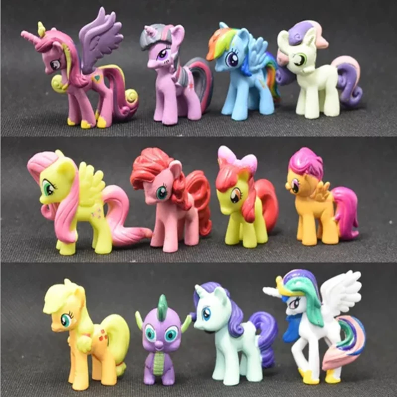 

12 Pcs/Set Cute Little Pony Action Figures Unicorn Animals Rainbow Horse Dolls Little Horse Toys For Children Christmas Gift