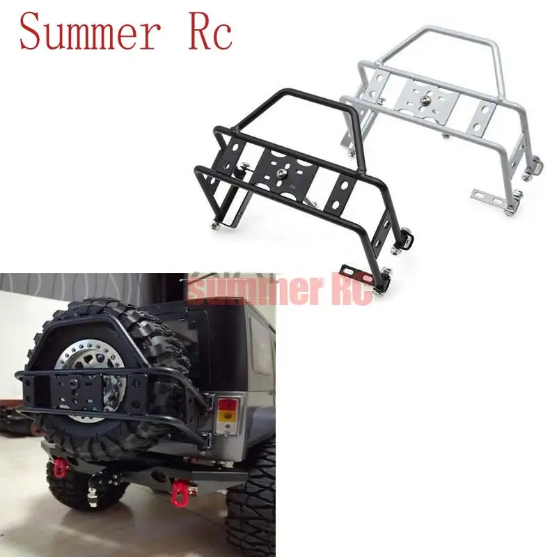 

Simulation Climbing Car Stinger Rear Bumper Wrangler TRX4 Defender SCX10 90046 90047 Metal Rear Bumper Spare Tire Frame