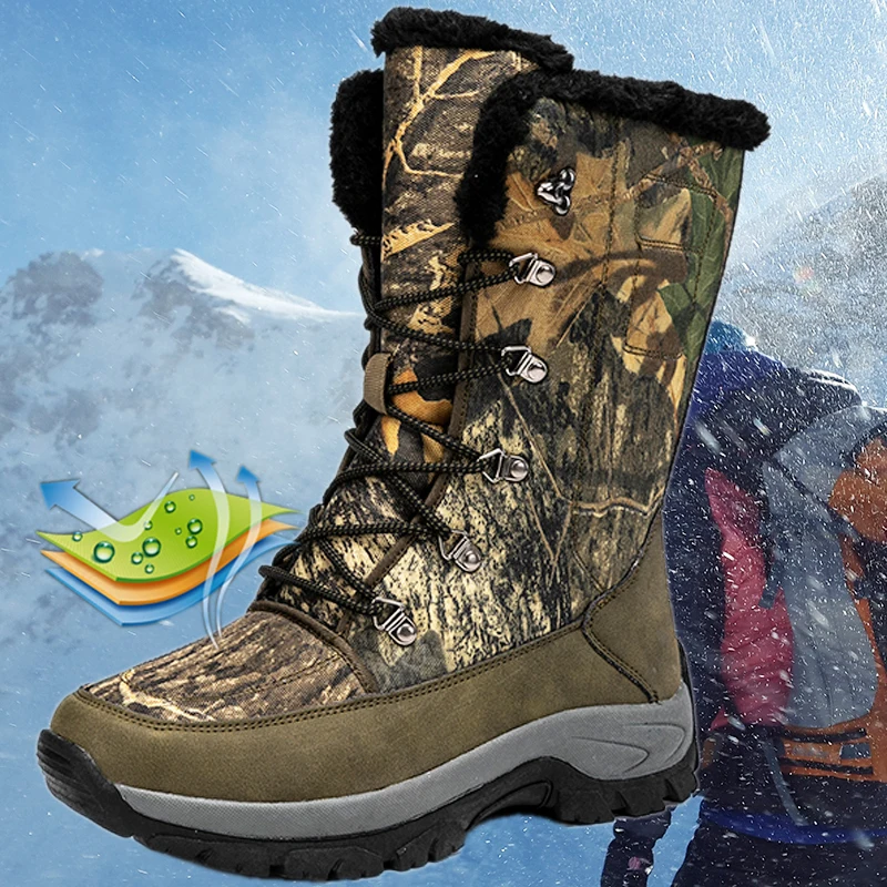 

Новинка, водонепроницаемая походная обувь, мужские зимние ботинки, горная Нескользящая спортивная обувь, ботильоны для снега, обувь для кем...