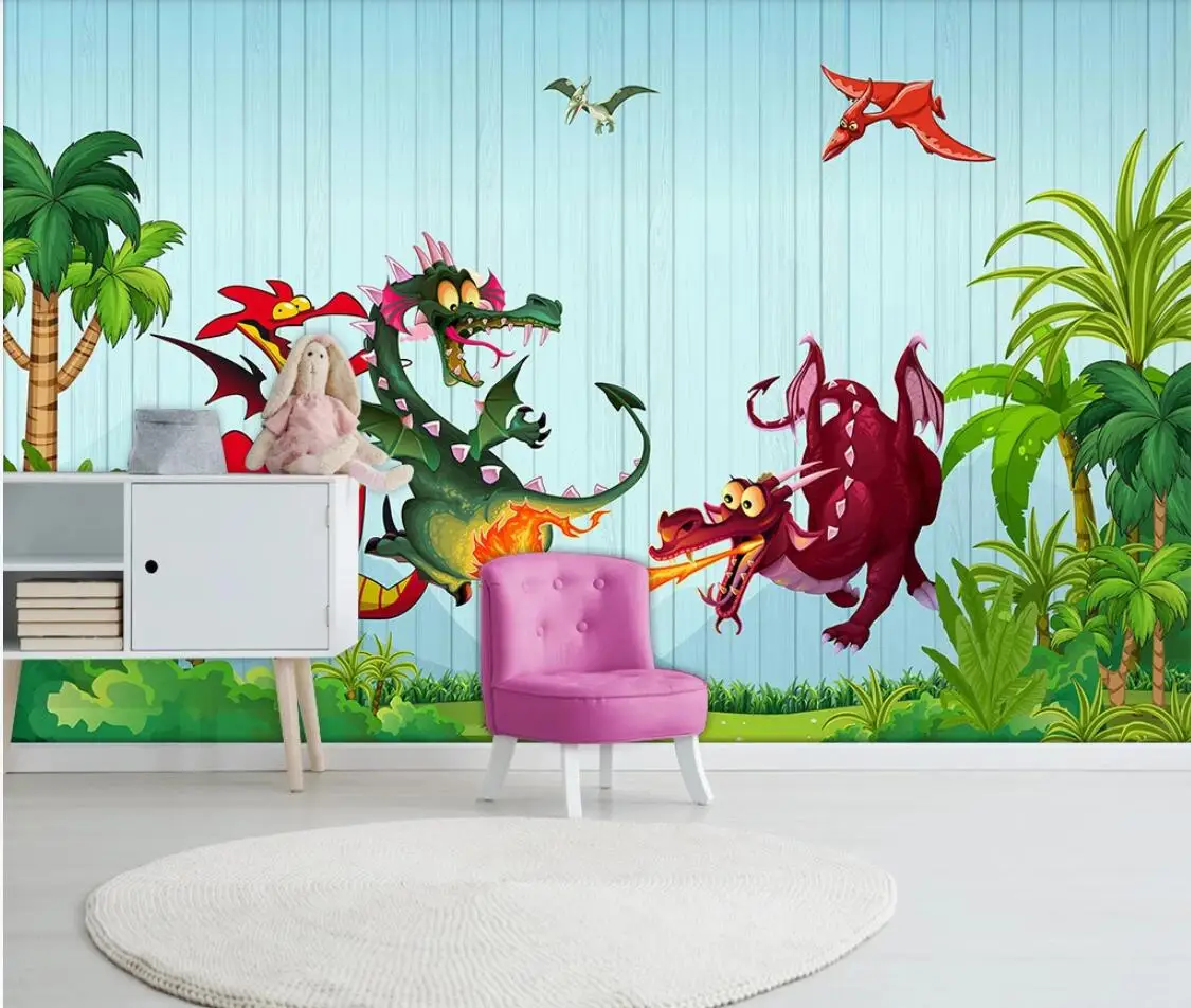 

Carton Spitfire Dinosaur Wallpaper Mural 3d Kids Bedroom Wallcoverings for Walls Murals 3d Wall Paper HD Contact Paper Custom