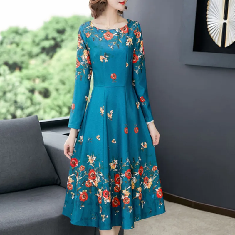 Женское платье средней длины дизайнерское с принтом осень|Женские платья| |
