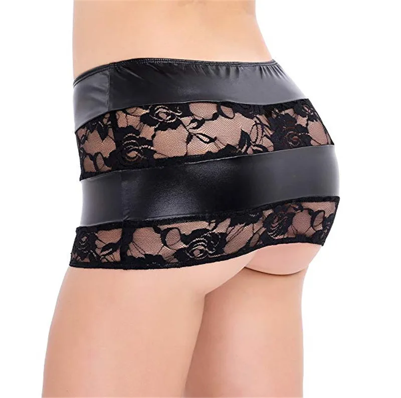 Соблазнительные женские Лоскутные юбки из искусственной кожи кружевная юбка с