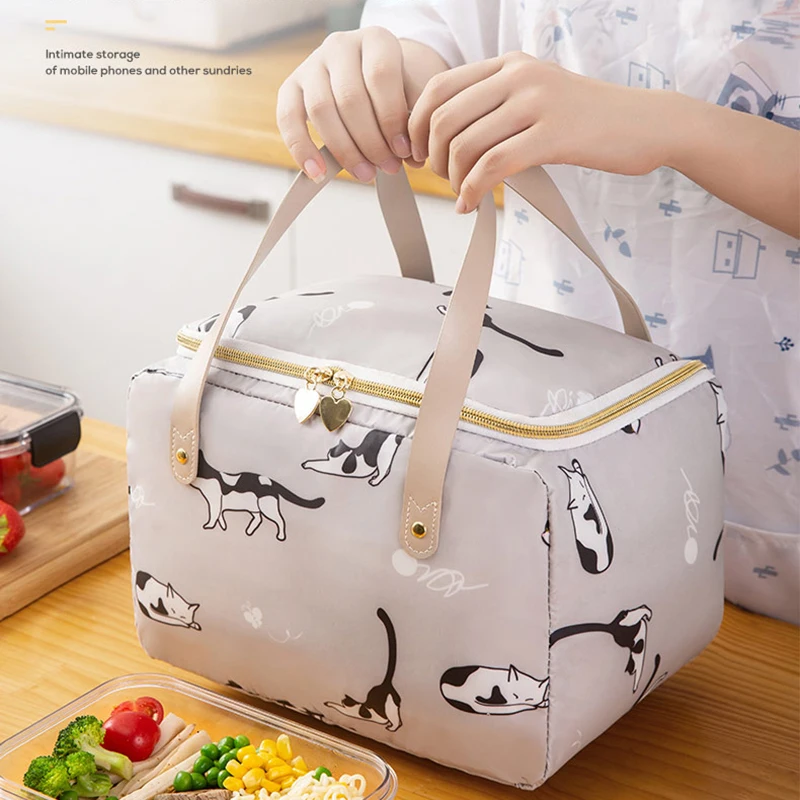 

Large Portable Lunch Bag Women Thicken Waterproof Convenient Fresh Cooler Bags Concise Thermal Breakfast Food Box Portable WY209