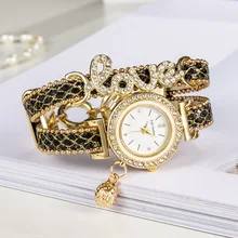 Montre-Bracelet de luxe en cuir pour femmes, strass, amour, ceinture, robe, mode dames, Quartz, horloge
