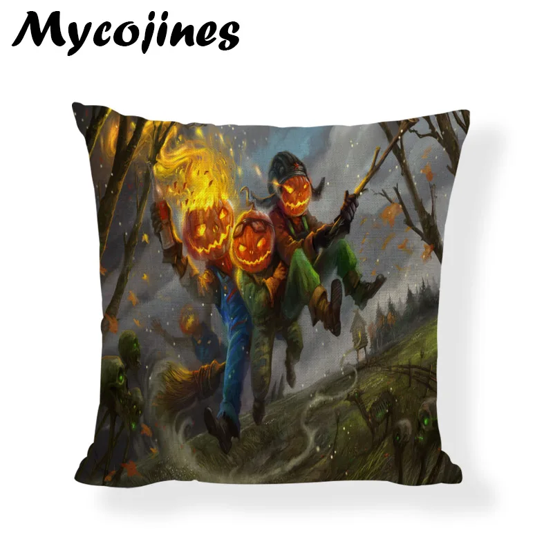 Чехол Подушка с изображением тыквы на Хэллоуин|Наволочки| |