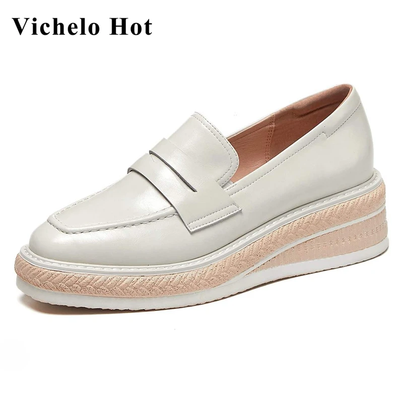 

Женские туфли-лодочки Vichelo, из натуральной кожи, с круглым носком, разноцветные, простой стиль, L3f1