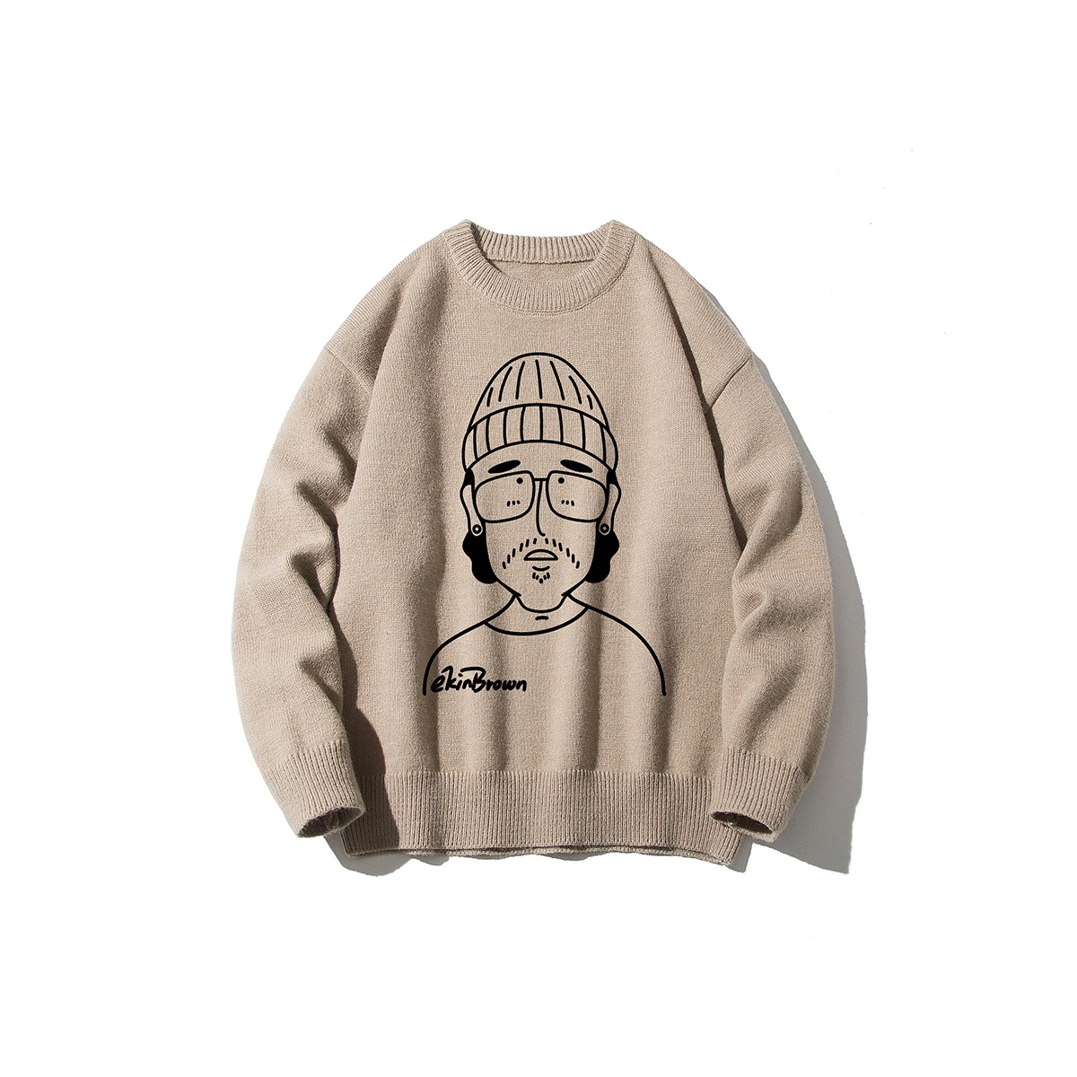 

Плоский белый шерстяной свитер с длинными рукавами, Мужской Повседневный пуловер с круглым вырезом, свитер с бархатной подкладкой без бархата на выбор