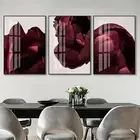 Красная декоративная картина для гостиной, фон для дивана, картина на стену, картина маслом с цветами, Современная Картина на холсте для ресторана