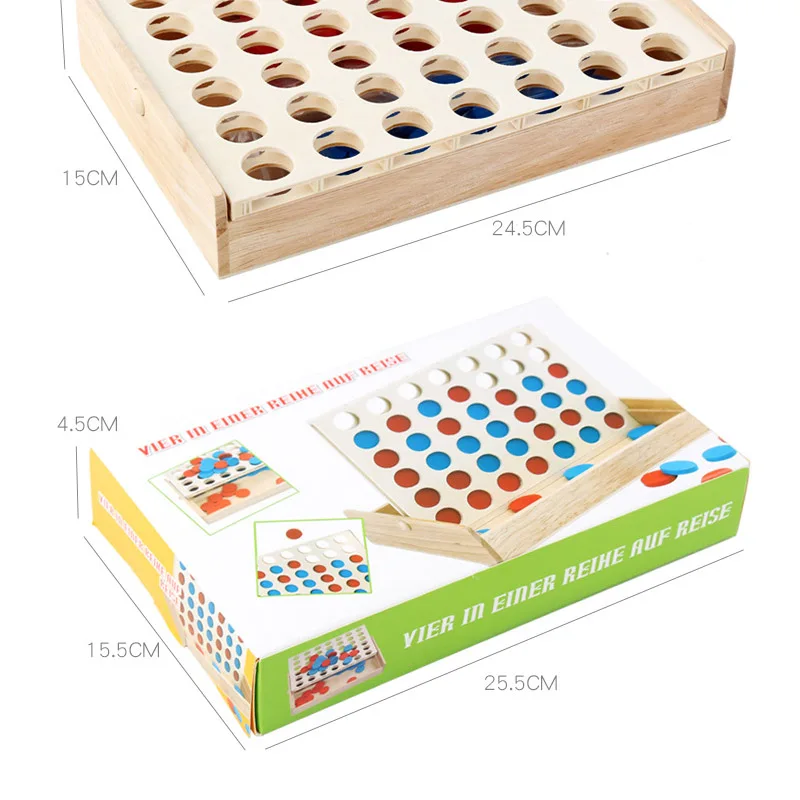 

Wooden toys for Children Montessori Material Educational Toys Three-dimensional four-line Chess game Early Learning toy