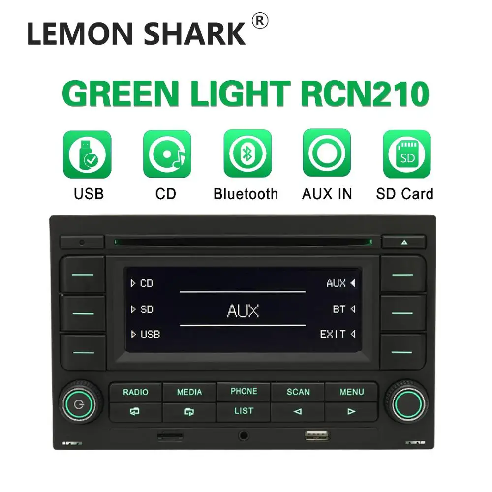 Зеленый светильник Bluetooth RCN210 CD плеер автомобильное радио USB MP3 AUX 31G 035 185 для VW Polo 9N