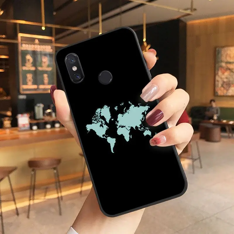 Travel in the world map Plane plans Soft black Phone Case For Xiaomi Mi MIX2 MIX2S MAX2 MAX3  F1 5 Note2 Note3 Coque Shell Cover